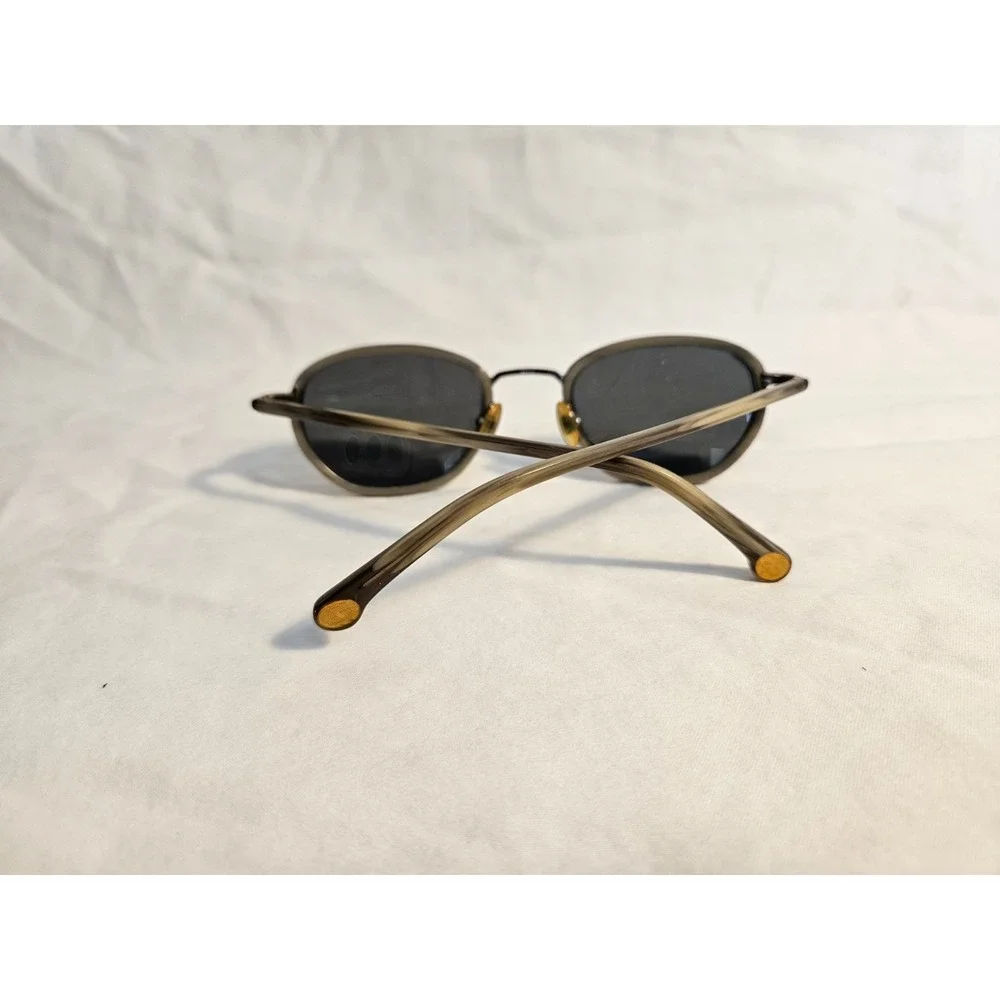 Brooks Brothers Womens Oval Sunglasses Grey Brown Woodgrain‎ Pattern M CE